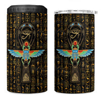 Ancient Pride 4 in 1 Can Cooler Tumbler African Hieroglyphic Pattern, Eye of Horus, and Sacred Scarab Symbol - Wonder Print Shop
