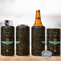 Ancient Pride 4 in 1 Can Cooler Tumbler African Hieroglyphic Pattern, Eye of Horus, and Sacred Scarab Symbol - Wonder Print Shop