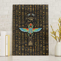 Ancient Pride Canvas Wall Art African Hieroglyphic Pattern, Eye of Horus, and Sacred Scarab Symbol - Wonder Print Shop