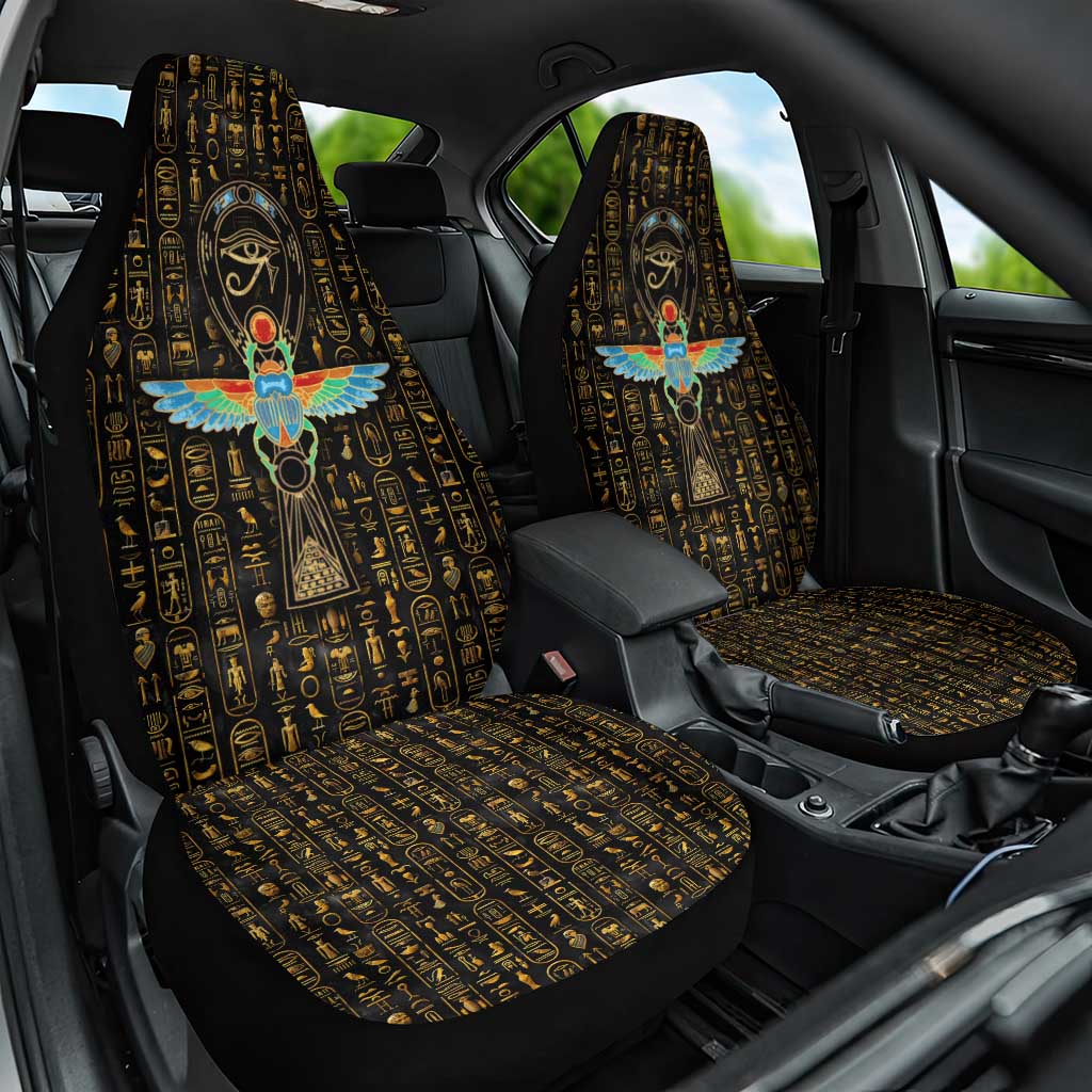 Ancient Pride Car Seat Cover African Hieroglyphic Pattern, Eye of Horus, and Sacred Scarab Symbol - Wonder Print Shop