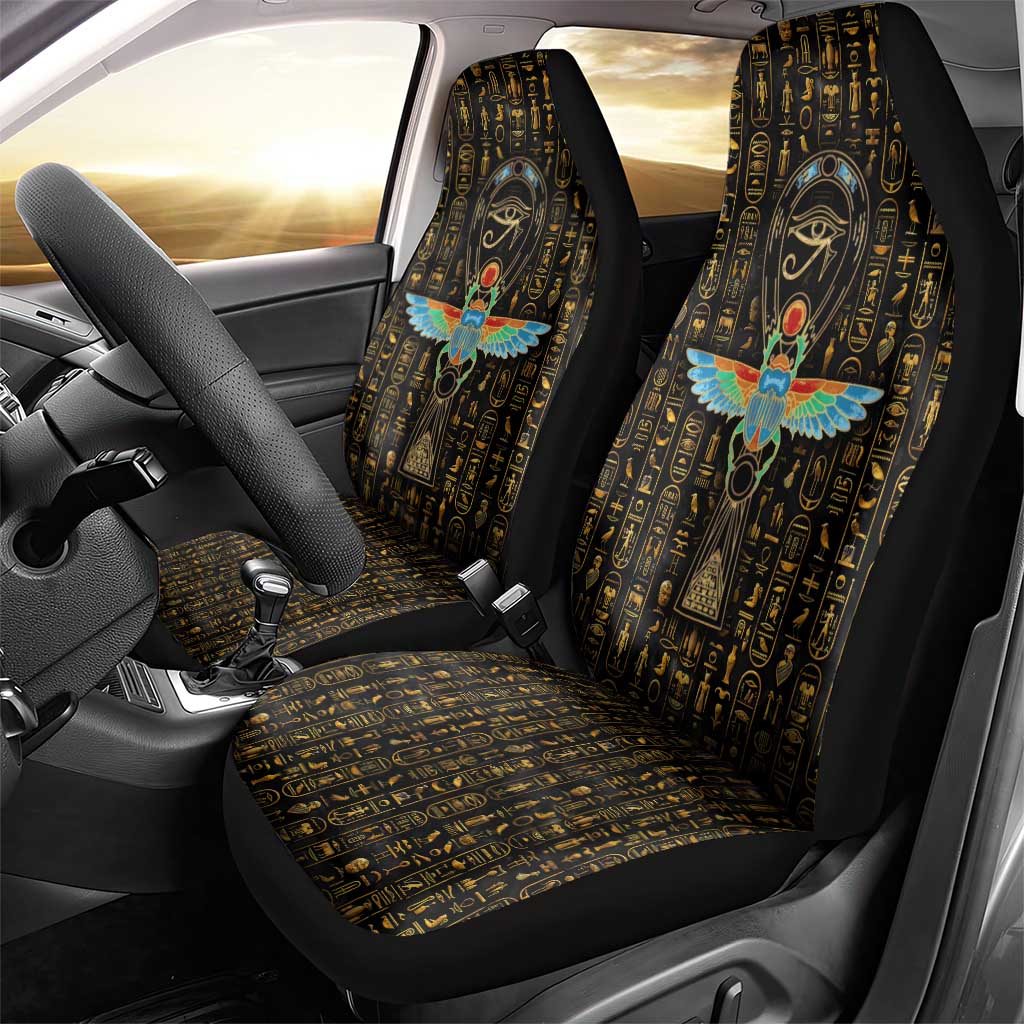 Ancient Pride Car Seat Cover African Hieroglyphic Pattern, Eye of Horus, and Sacred Scarab Symbol - Wonder Print Shop
