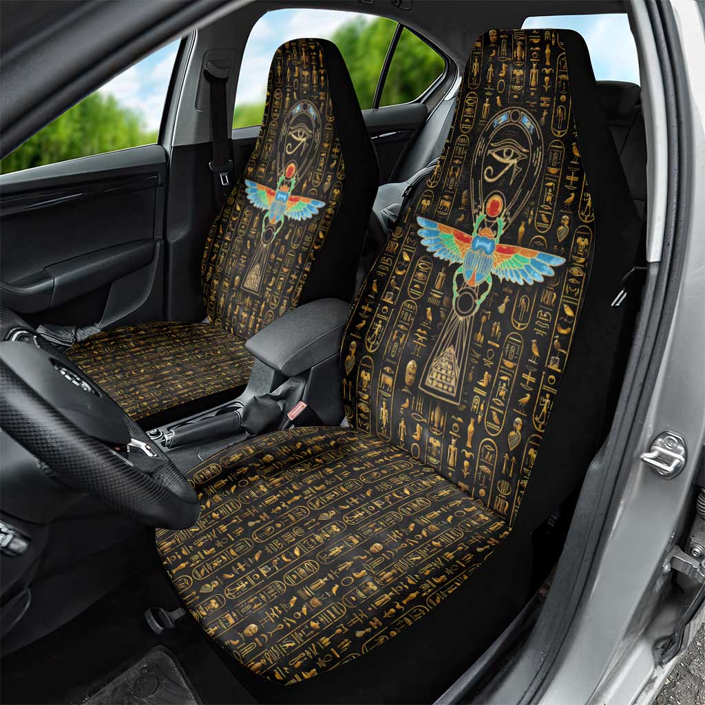 Ancient Pride Car Seat Cover African Hieroglyphic Pattern, Eye of Horus, and Sacred Scarab Symbol - Wonder Print Shop