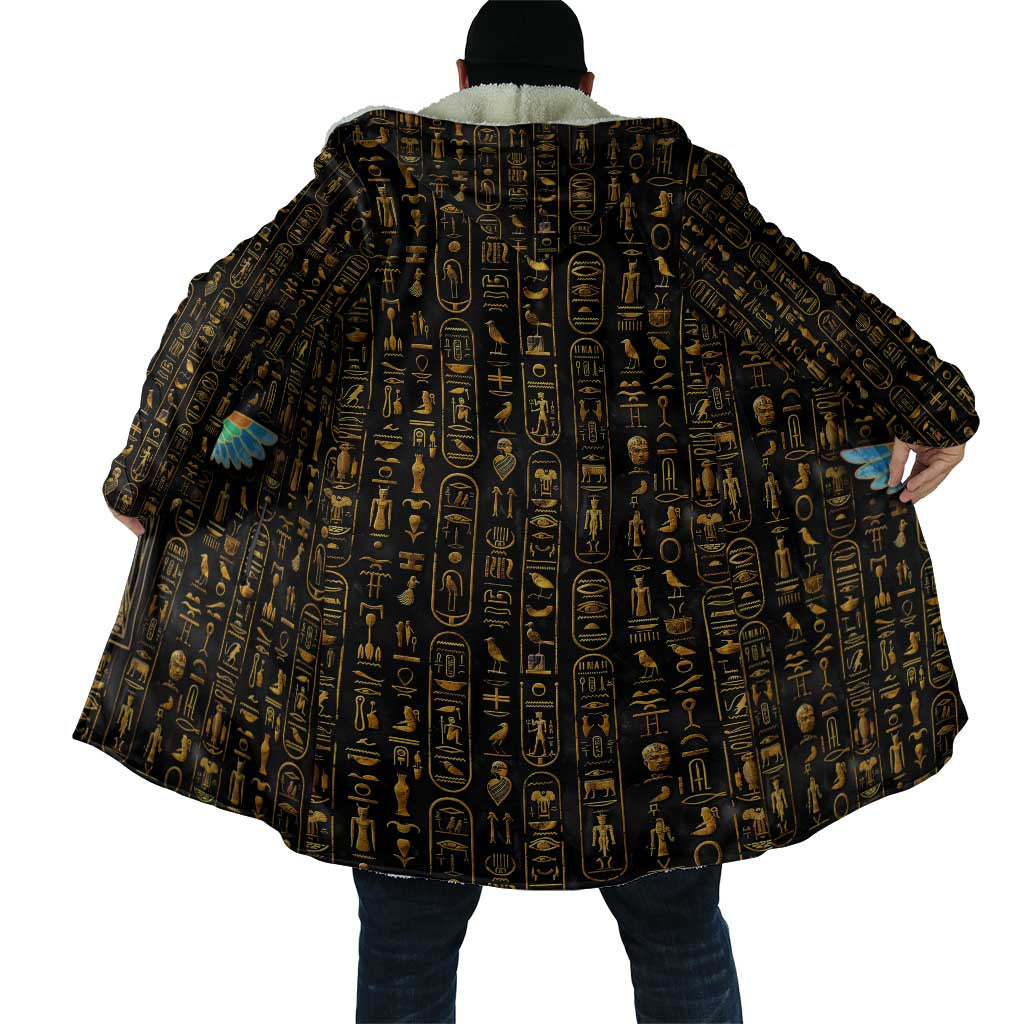 Ancient Pride Cloak African Hieroglyphic Pattern, Eye of Horus, and Sacred Scarab Symbol - Wonder Print Shop