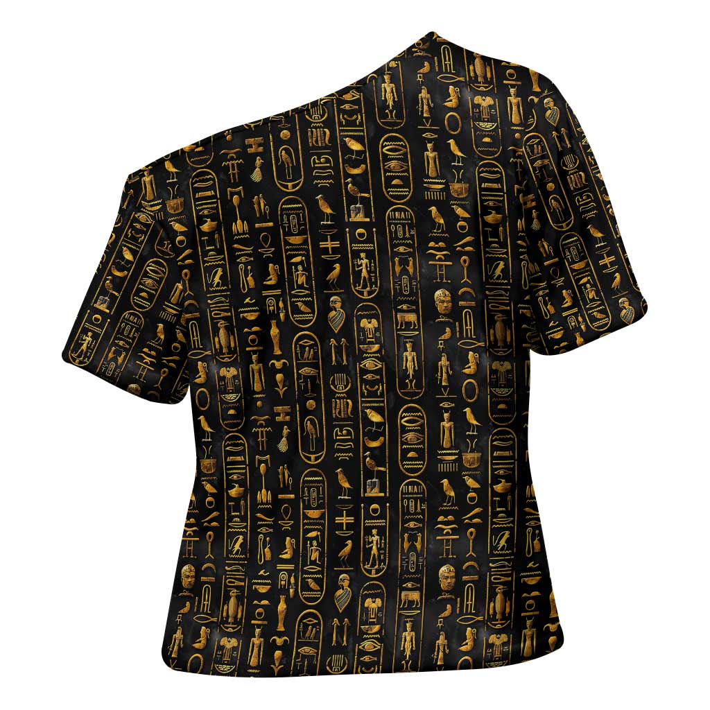 Ancient Pride Cross Shoulder Shirt African Hieroglyphic Pattern, Eye of Horus, and Sacred Scarab Symbol - Wonder Print Shop