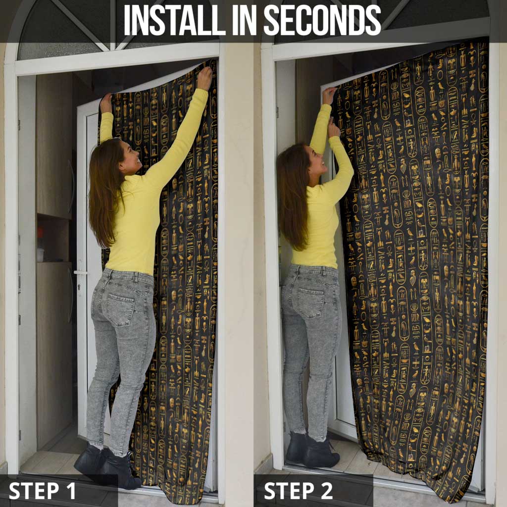 Ancient Pride Door Cover African Hieroglyphic Pattern, Eye of Horus, and Sacred Scarab Symbol - Wonder Print Shop