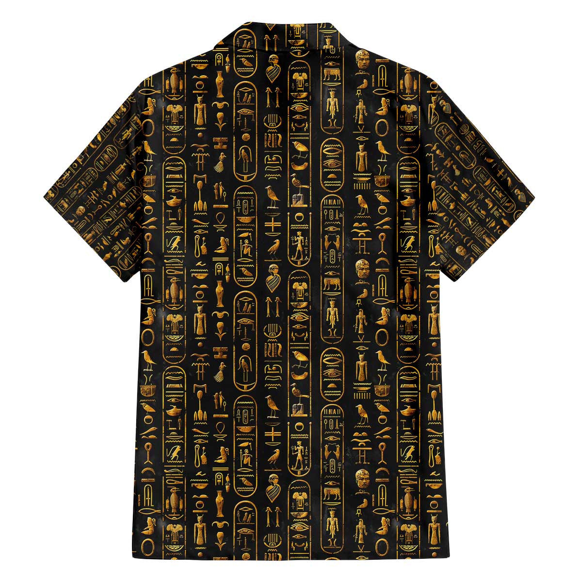 Ancient Pride Family Matching Off The Shoulder Long Sleeve Dress and Hawaiian Shirt African Hieroglyphic Pattern, Eye of Horus, and Sacred Scarab Symbol - Wonder Print Shop