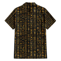 Ancient Pride Family Matching Off The Shoulder Long Sleeve Dress and Hawaiian Shirt African Hieroglyphic Pattern, Eye of Horus, and Sacred Scarab Symbol - Wonder Print Shop