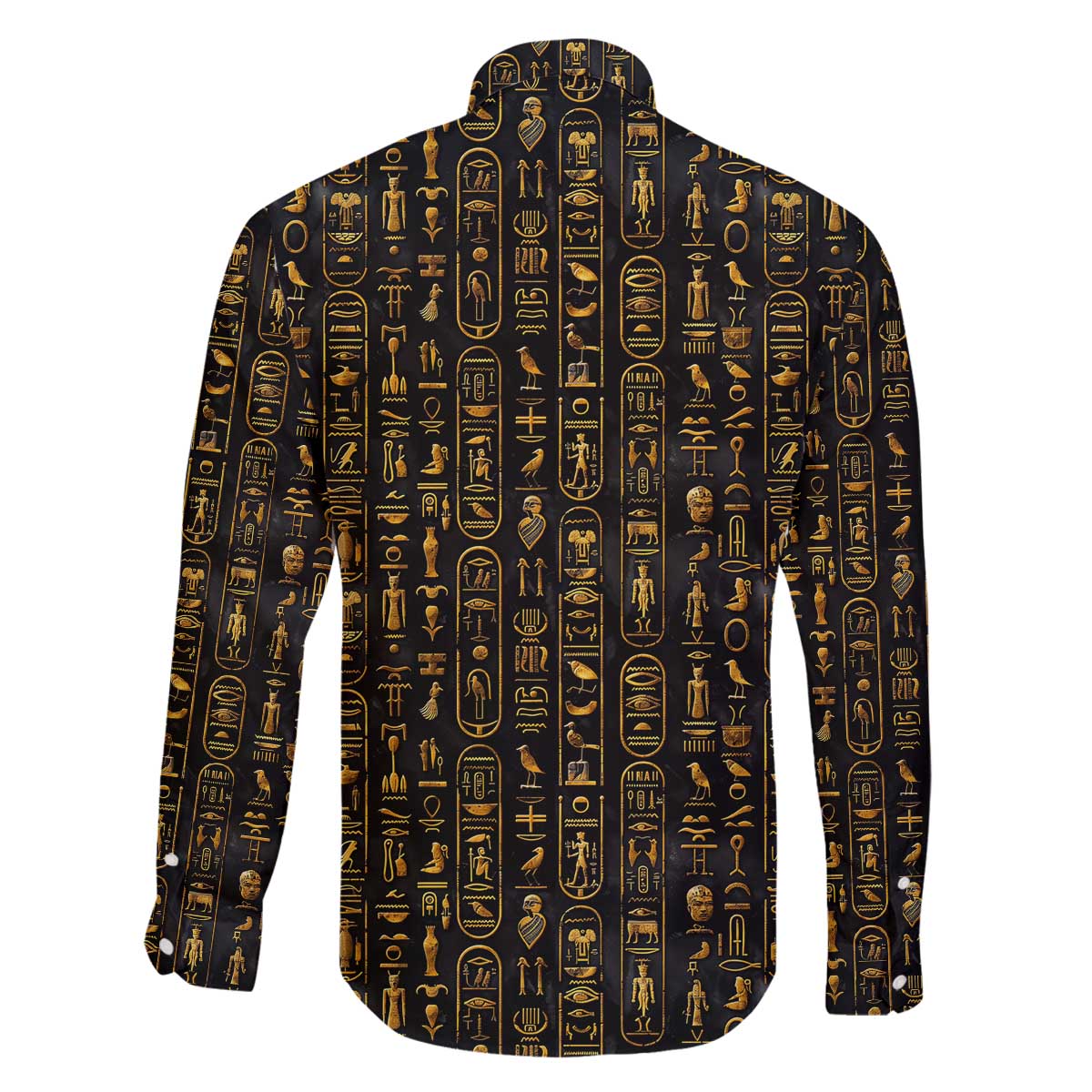 Ancient Pride Family Matching Off The Shoulder Long Sleeve Dress and Hawaiian Shirt African Hieroglyphic Pattern, Eye of Horus, and Sacred Scarab Symbol - Wonder Print Shop
