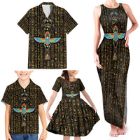 Ancient Pride Family Matching Tank Maxi Dress and Hawaiian Shirt African Hieroglyphic Pattern, Eye of Horus, and Sacred Scarab Symbol - Wonder Print Shop