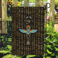 Ancient Pride Garden Flag African Hieroglyphic Pattern, Eye of Horus, and Sacred Scarab Symbol - Wonder Print Shop