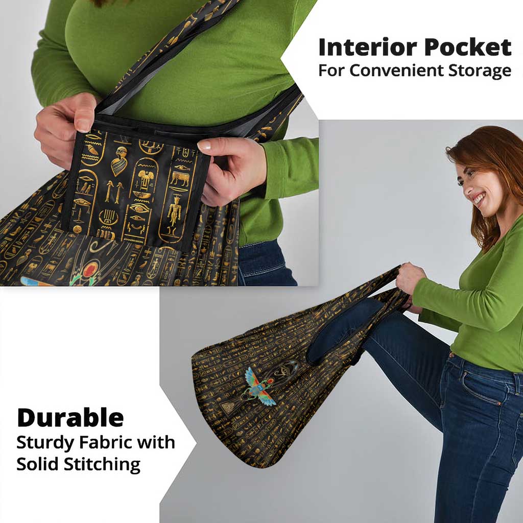 Ancient Pride Grocery Bag African Hieroglyphic Pattern, Eye of Horus, and Sacred Scarab Symbol - Wonder Print Shop