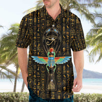 Ancient Pride Hawaiian Shirt African Hieroglyphic Pattern, Eye of Horus, and Sacred Scarab Symbol - Wonder Print Shop