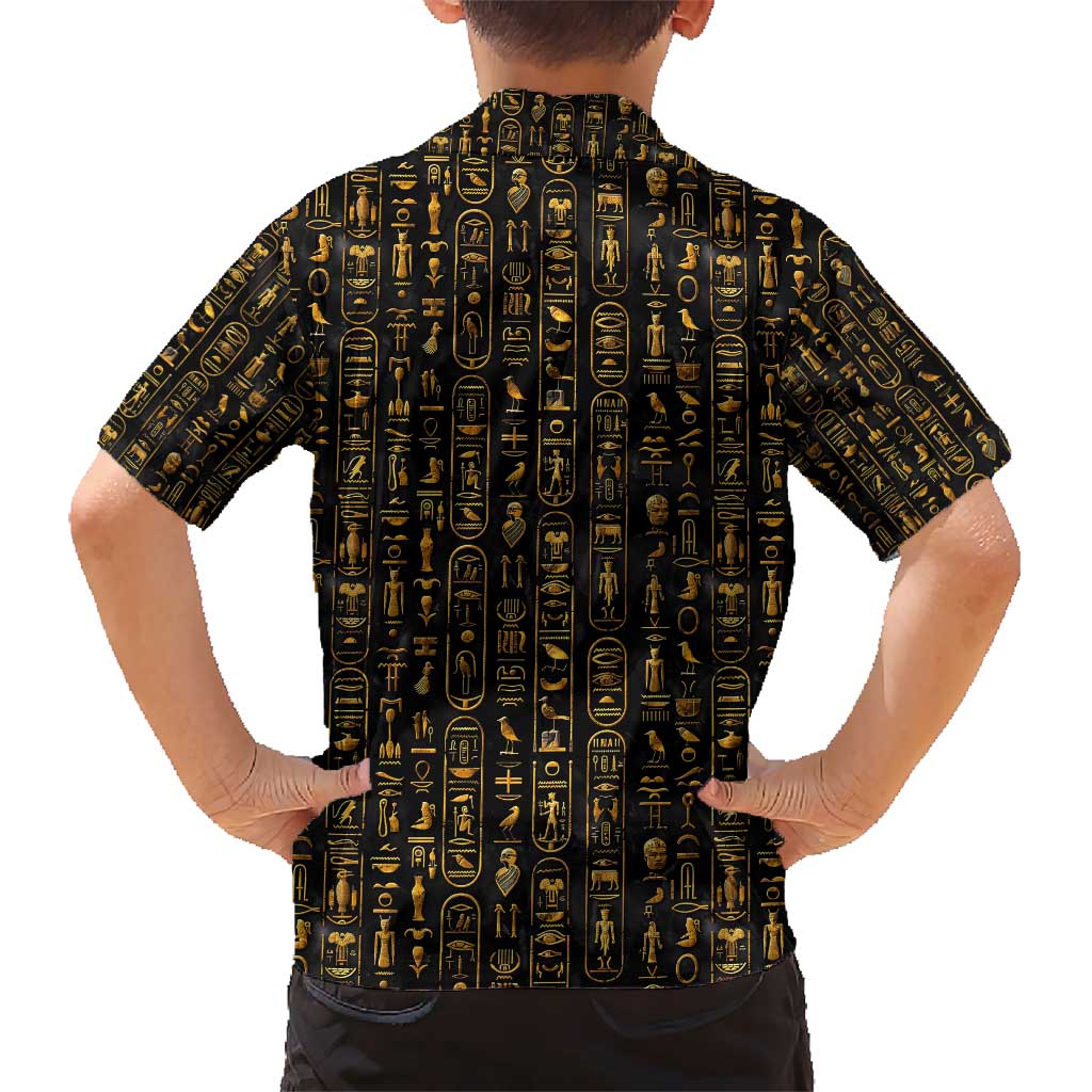 Ancient Pride Hawaiian Shirt African Hieroglyphic Pattern, Eye of Horus, and Sacred Scarab Symbol - Wonder Print Shop