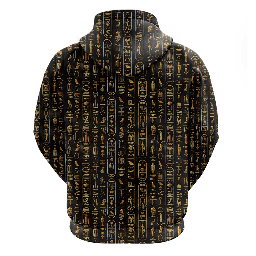 Ancient Pride Hoodie African Hieroglyphic Pattern, Eye of Horus, and Sacred Scarab Symbol - Wonder Print Shop