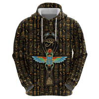 Ancient Pride Hoodie African Hieroglyphic Pattern, Eye of Horus, and Sacred Scarab Symbol - Wonder Print Shop
