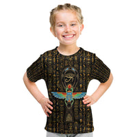 Ancient Pride Kid T Shirt African Hieroglyphic Pattern, Eye of Horus, and Sacred Scarab Symbol - Wonder Print Shop