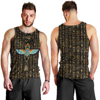 Ancient Pride Men Tank Top African Hieroglyphic Pattern, Eye of Horus, and Sacred Scarab Symbol - Wonder Print Shop