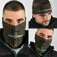 Ancient Pride Neck Gaiter African Hieroglyphic Pattern, Eye of Horus, and Sacred Scarab Symbol - Wonder Print Shop