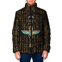 Ancient Pride Padded Jacket African Hieroglyphic Pattern, Eye of Horus, and Sacred Scarab Symbol - Wonder Print Shop