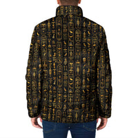 Ancient Pride Padded Jacket African Hieroglyphic Pattern, Eye of Horus, and Sacred Scarab Symbol - Wonder Print Shop