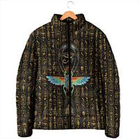 Ancient Pride Padded Jacket African Hieroglyphic Pattern, Eye of Horus, and Sacred Scarab Symbol - Wonder Print Shop
