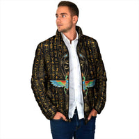 Ancient Pride Padded Jacket African Hieroglyphic Pattern, Eye of Horus, and Sacred Scarab Symbol - Wonder Print Shop