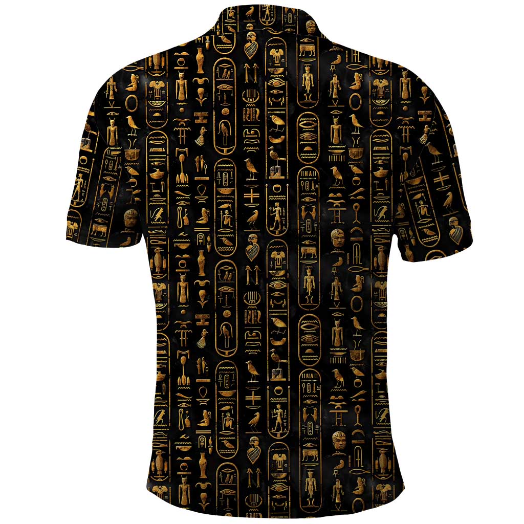 Ancient Pride Polo Shirt African Hieroglyphic Pattern, Eye of Horus, and Sacred Scarab Symbol - Wonder Print Shop