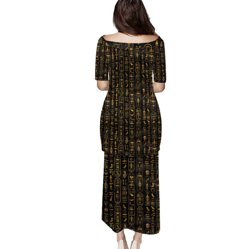 Ancient Pride Puletasi African Hieroglyphic Pattern, Eye of Horus, and Sacred Scarab Symbol - Wonder Print Shop