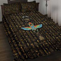 Ancient Pride Quilt Bed Set African Hieroglyphic Pattern, Eye of Horus, and Sacred Scarab Symbol - Wonder Print Shop
