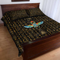 Ancient Pride Quilt Bed Set African Hieroglyphic Pattern, Eye of Horus, and Sacred Scarab Symbol - Wonder Print Shop