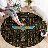 Ancient Pride Round Carpet African Hieroglyphic Pattern, Eye of Horus, and Sacred Scarab Symbol - Wonder Print Shop