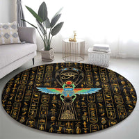 Ancient Pride Round Carpet African Hieroglyphic Pattern, Eye of Horus, and Sacred Scarab Symbol - Wonder Print Shop