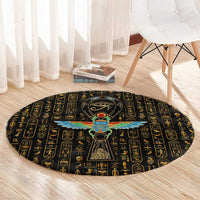 Ancient Pride Round Carpet African Hieroglyphic Pattern, Eye of Horus, and Sacred Scarab Symbol - Wonder Print Shop
