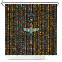 Ancient Pride Shower Curtain African Hieroglyphic Pattern, Eye of Horus, and Sacred Scarab Symbol - Wonder Print Shop