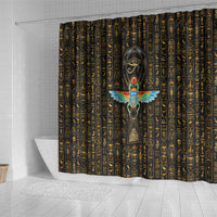 Ancient Pride Shower Curtain African Hieroglyphic Pattern, Eye of Horus, and Sacred Scarab Symbol - Wonder Print Shop