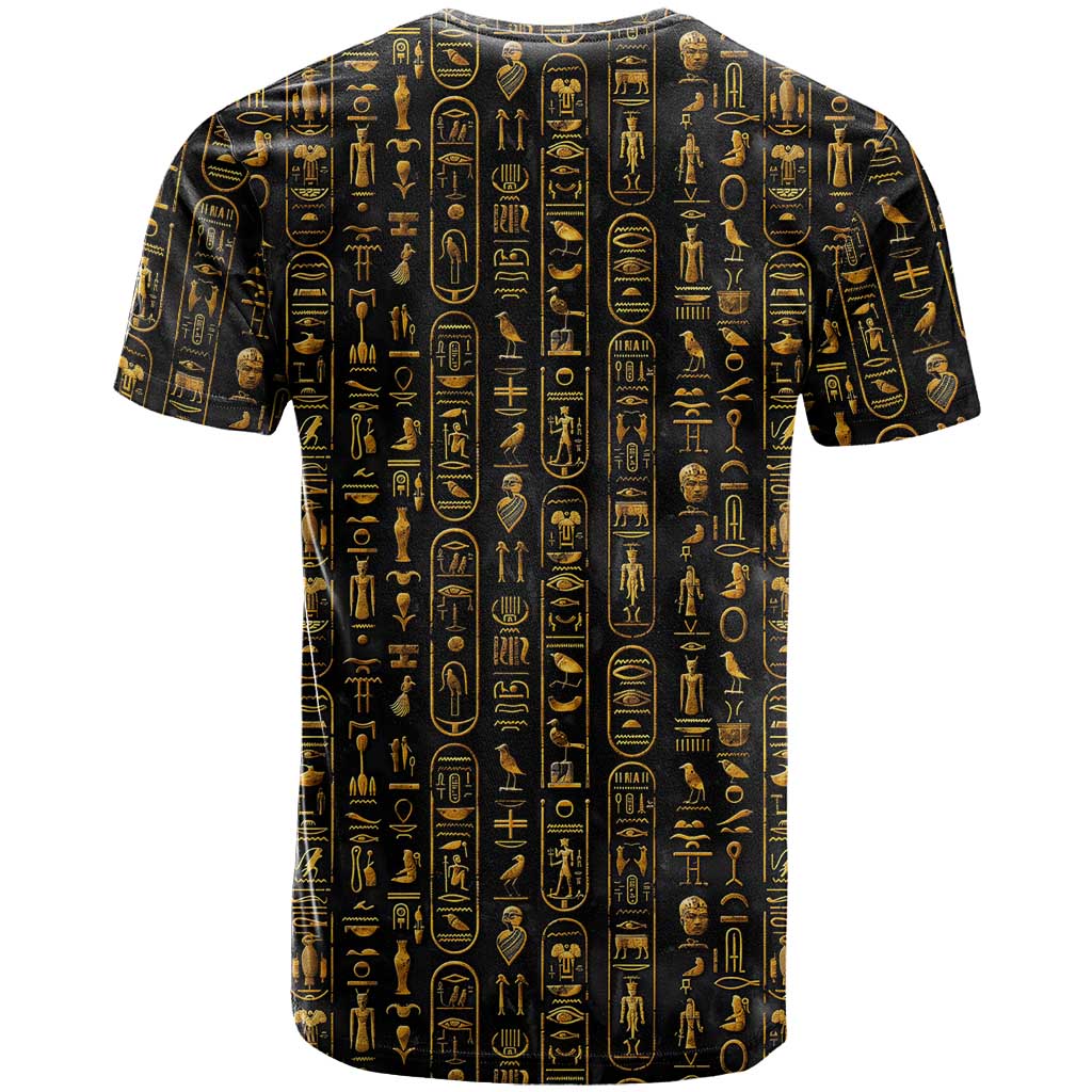 Ancient Pride T Shirt African Hieroglyphic Pattern, Eye of Horus, and Sacred Scarab Symbol - Wonder Print Shop