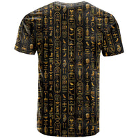 Ancient Pride T Shirt African Hieroglyphic Pattern, Eye of Horus, and Sacred Scarab Symbol - Wonder Print Shop