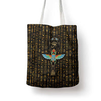 Ancient Pride Tote Bag African Hieroglyphic Pattern, Eye of Horus, and Sacred Scarab Symbol - Wonder Print Shop