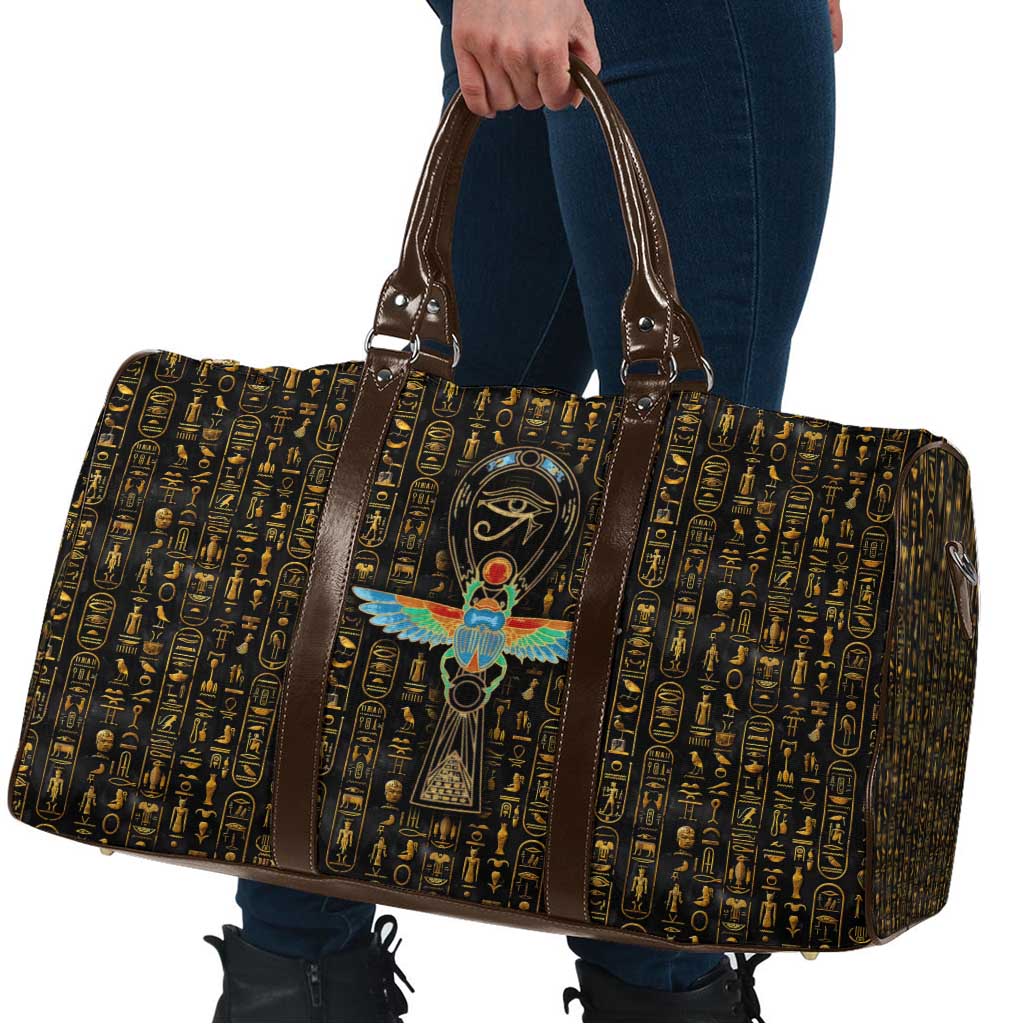 Ancient Pride Travel Bag African Hieroglyphic Pattern, Eye of Horus, and Sacred Scarab Symbol - Wonder Print Shop