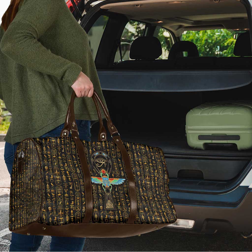 Ancient Pride Travel Bag African Hieroglyphic Pattern, Eye of Horus, and Sacred Scarab Symbol - Wonder Print Shop
