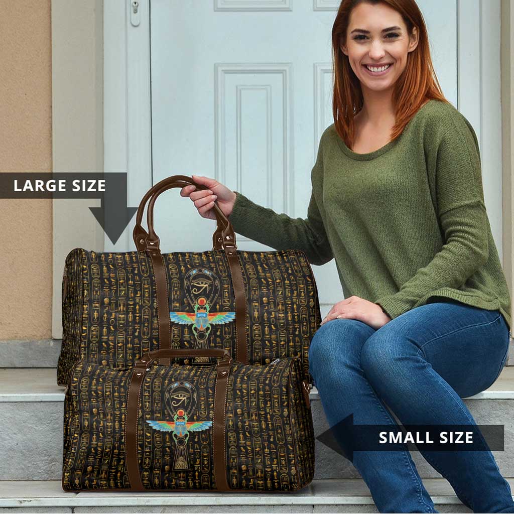 Ancient Pride Travel Bag African Hieroglyphic Pattern, Eye of Horus, and Sacred Scarab Symbol - Wonder Print Shop