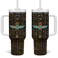 Ancient Pride Tumbler With Handle African Hieroglyphic Pattern, Eye of Horus, and Sacred Scarab Symbol - Wonder Print Shop
