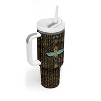 Ancient Pride Tumbler With Handle African Hieroglyphic Pattern, Eye of Horus, and Sacred Scarab Symbol - Wonder Print Shop