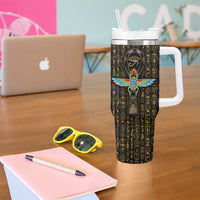 Ancient Pride Tumbler With Handle African Hieroglyphic Pattern, Eye of Horus, and Sacred Scarab Symbol - Wonder Print Shop
