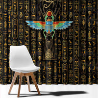 Ancient Pride Window Curtain African Hieroglyphic Pattern, Eye of Horus, and Sacred Scarab Symbol - Wonder Print Shop