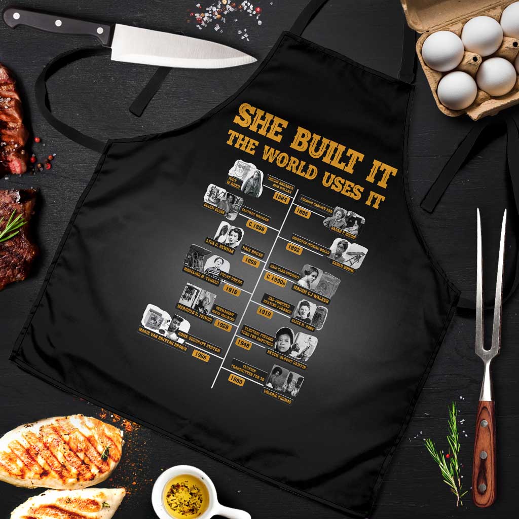 She Built It The World Uses It Apron African Influential Women Innovators Timeline - Wonder Print Shop