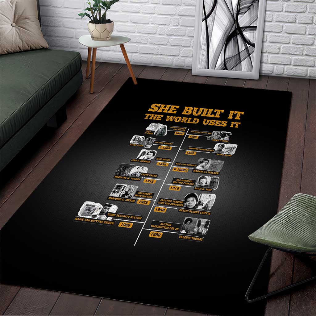 She Built It The World Uses It Area Rug African Influential Women Innovators Timeline - Wonder Print Shop