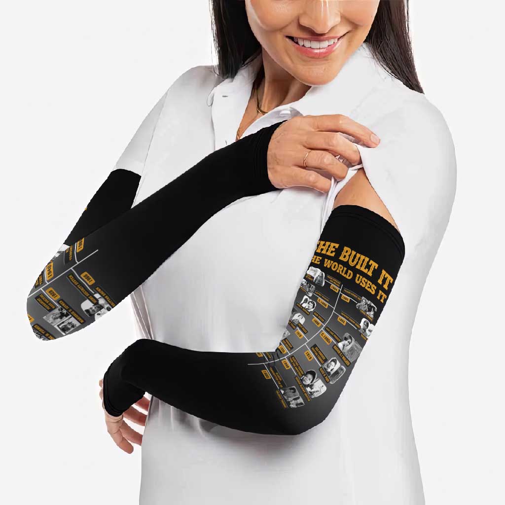 She Built It The World Uses It Arm Sleeves African Influential Women Innovators Timeline - Wonder Print Shop