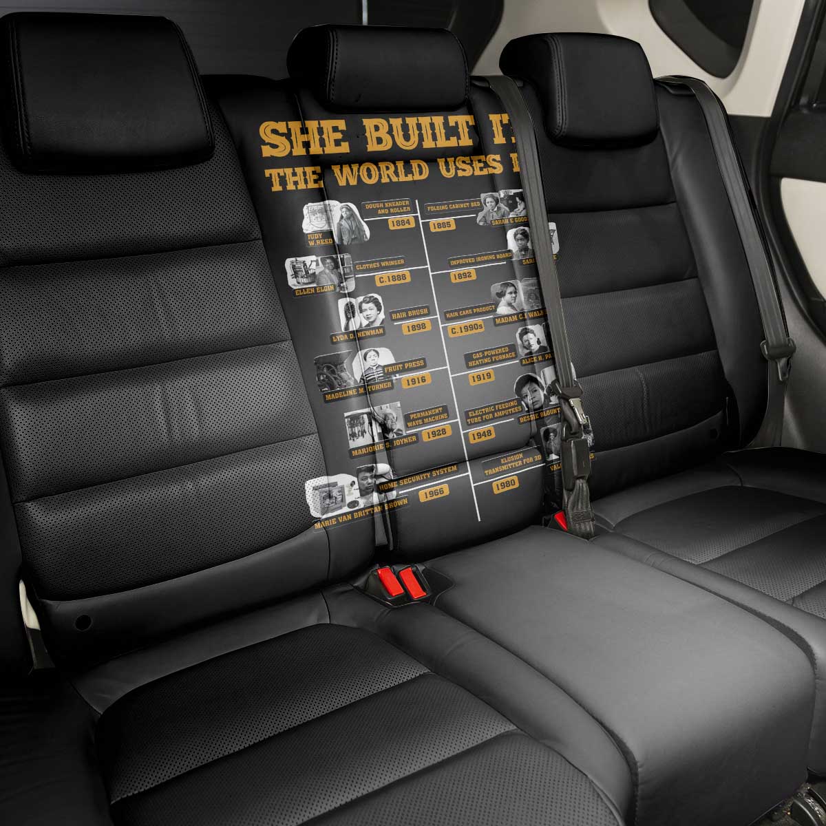 She Built It The World Uses It Back Car Seat Cover African Influential Women Innovators Timeline - Wonder Print Shop