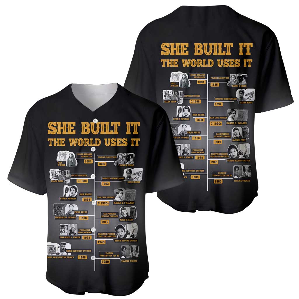 She Built It The World Uses It Baseball Jersey African Influential Women Innovators Timeline - Wonder Print Shop
